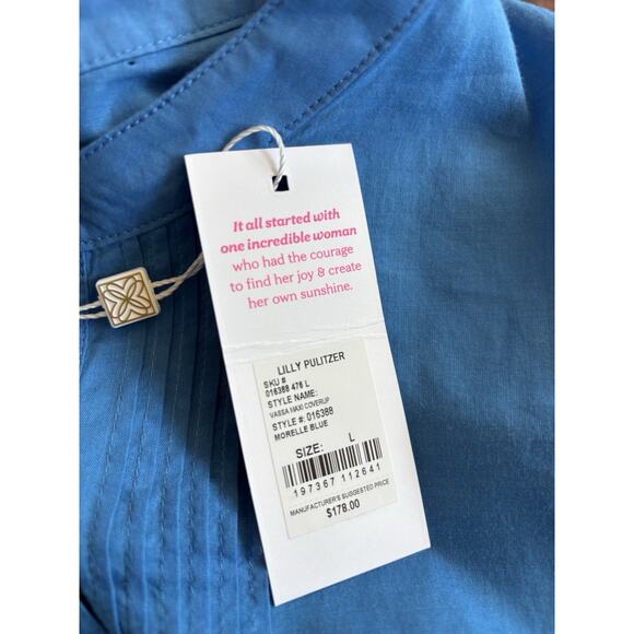 Lilly Pulitzer Vassa Maxi Cover Up Dress Sz Lg Blue Beach Resort Cruise - Picture 7 of 7